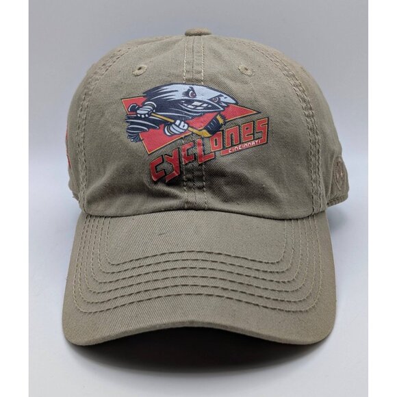 Vintage CINCINNATI CYCLONES Strap Back Hat Cap Hockey VTG Twister Logo TOW Tan - Picture 2 of 5